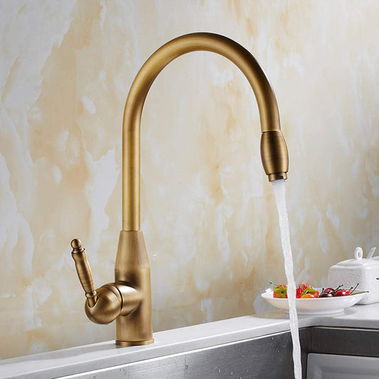 SS304 Kitchen Sink Mixer Faucet - Deck Mounted Tap, Hot & Cold Control, Royal Series, Antique Brass Finish