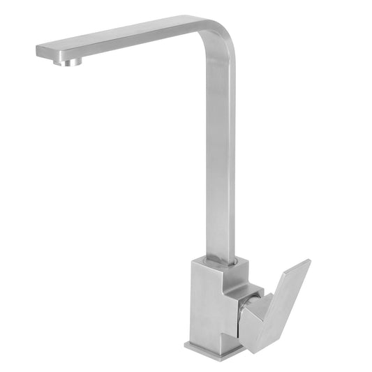 SS304 Kitchen Sink Mixer Faucet - Deck Mounted Tap with Connecting Hoses, Kubix Series, Chrome Finish