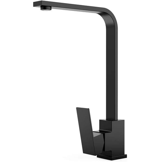 SS304 Kitchen Sink Mixer Faucet - Deck Mounted Tap with Connecting Hoses, Kubix Series, Matte Black Finish