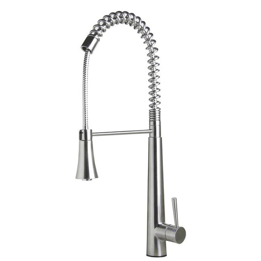 SS304 Kitchen Sink Mixer Faucet - Deck Mounted Spring Hose Tap with Connecting Hoses, Crest Series, Chrome Finish