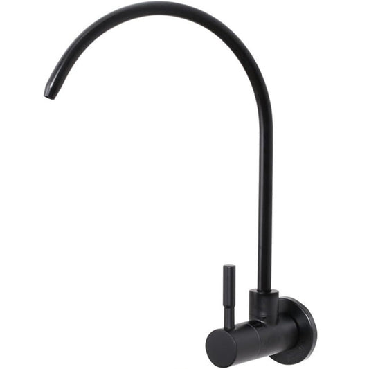 Wall-Mounted RO Tap with Connecting Hose & Wall Flange | Heavy-Duty SS304 Water Purifier Faucet in Matte Black Finish & Powder Coating | RO Dispenser Tap for Homes & Commercial Usage