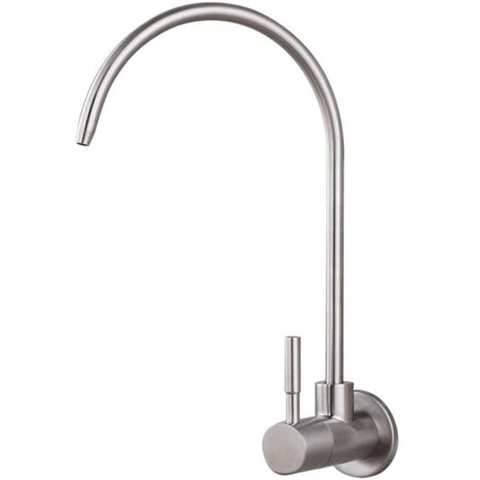 Wall-Mounted RO Tap with Connecting Hose & Wall Flange | Heavy-Duty SS304 Water Purifier Faucet in Silver Finish & Electro Coating | Leak-Proof RO Dispenser Tap for Homes & Commercial Usage