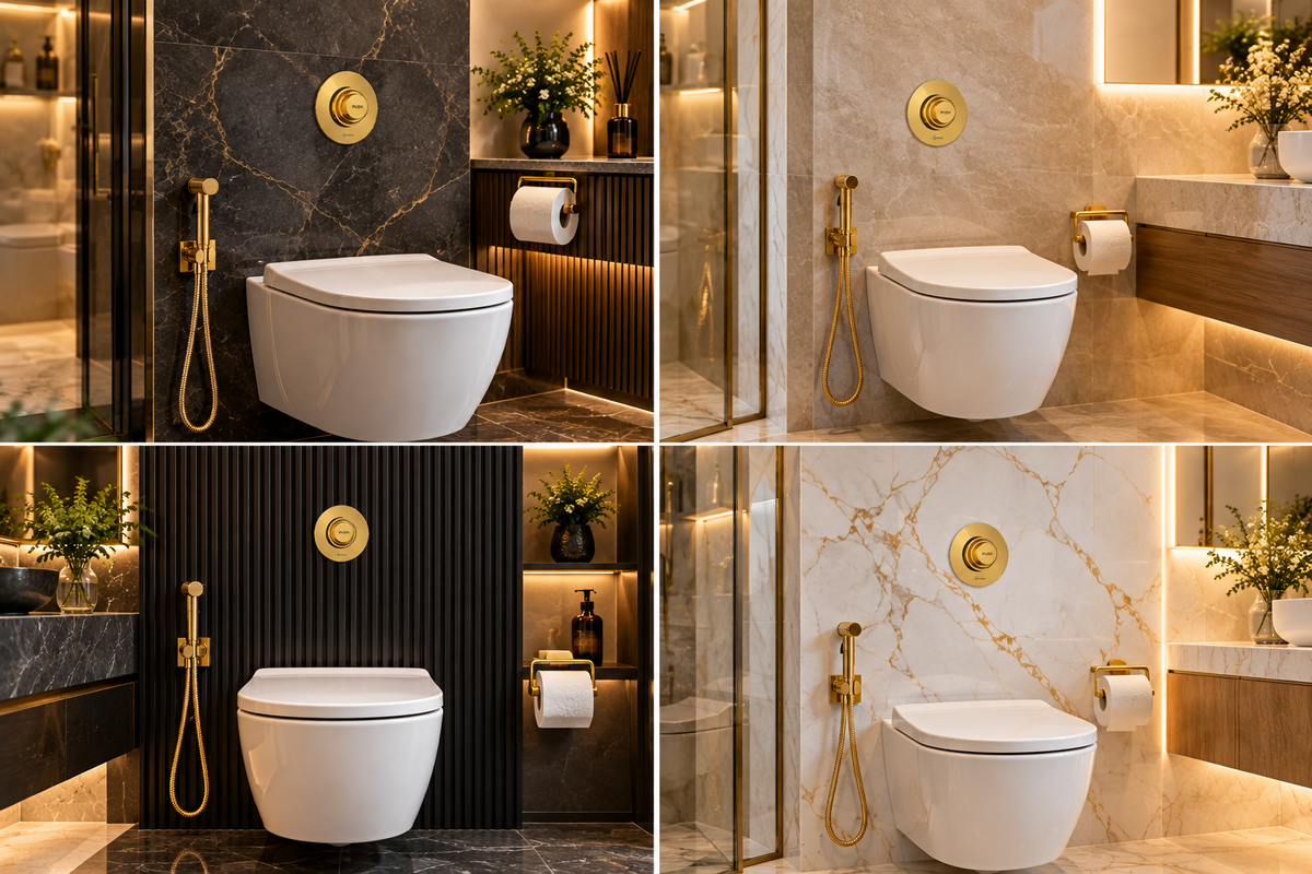 1.25-inch Round Flush Valve in Gold FInish | Brass Toilet Flush Valve with PVD Coating | Flush Valves, Commercial Restrooms Toilet Installation