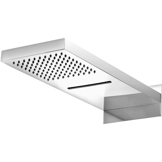 550x225mm Overhead Shower with 2 Functions (Rain & Waterfall Flow) - Heavy-Duty SS304, Chrome Finish, Wall-Mounted