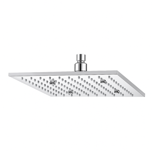 10x10 Inch Overhead Shower with 2 Functions (Rain & Waterfall Flow) - SS304 Stainless Steel, Chrome Finish, Wall-Mounted