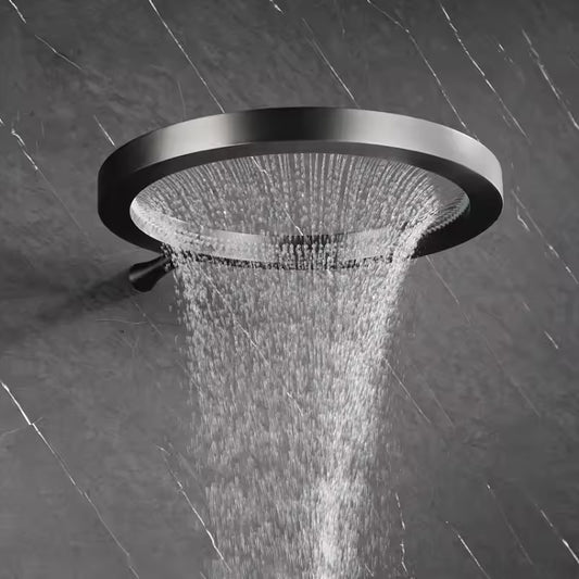 20-Inch Ring-Shaped Overhead Shower with Wide Rainfall Flow - ABS Body, Gun Grey Finish, Wall-Mounted