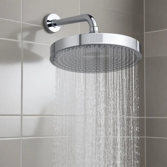 10-Inch Round Overhead Shower - ABS Body, Black & Chrome Finish, Wall/Ceiling Mounted