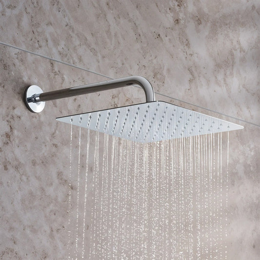 10x10 Inch Super Slim Square Overhead Shower (8mm) - Stainless Steel, Chrome Finish, Wall/Ceiling Mounted
