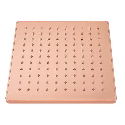 8x8 Inch Super Slim Square Overhead Shower (8mm) - Stainless Steel, Rose Gold Finish, Wall/Ceiling Mounted, Heavy-Duty
