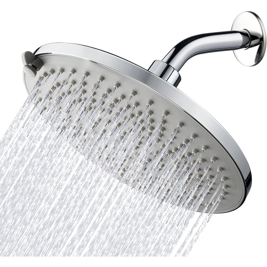 9-Inch Round Overhead Shower with Detachable Faceplate - ABS Body, Chrome Finish, Wall/Ceiling Mounted