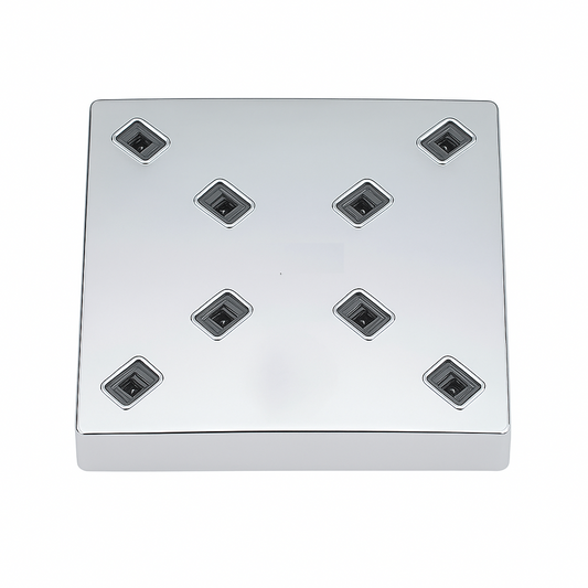 5-Inch Square Overhead Shower with Rain Flow - ABS Body, Chrome Finish, Wall/Ceiling Mounted, Ambiente Series
