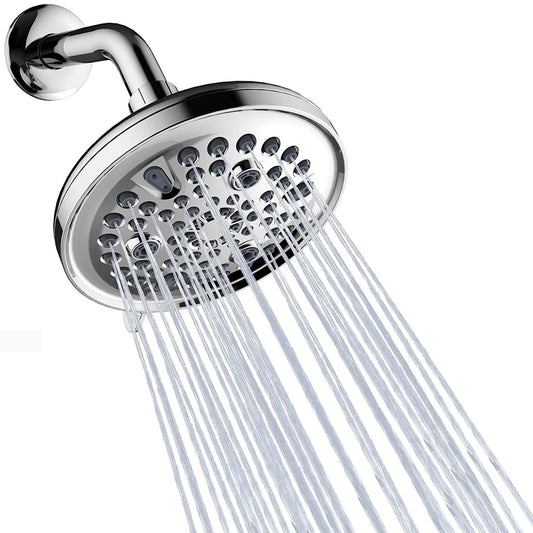 5-Inch Round Overhead Shower with 8 Functions - ABS Body, Chrome Finish, Wall/Ceiling Mounted, Galaxy Series