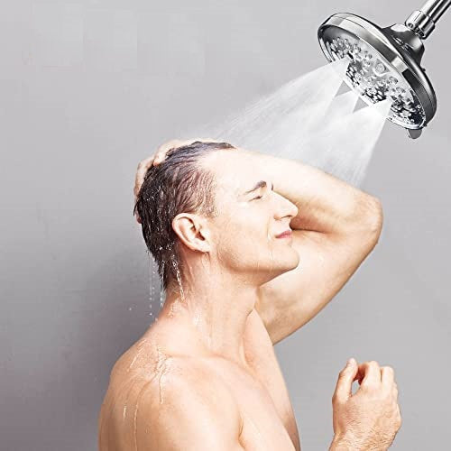 5-Inch Round Overhead Shower with 8 Functions - ABS Body, Chrome Finish, Wall/Ceiling Mounted, Galaxy Series