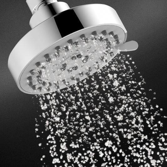 4-Inch Round Overhead Shower with 5 Functions - ABS Body, Chrome Finish, Wall/Ceiling Mounted, H2MICRO Series