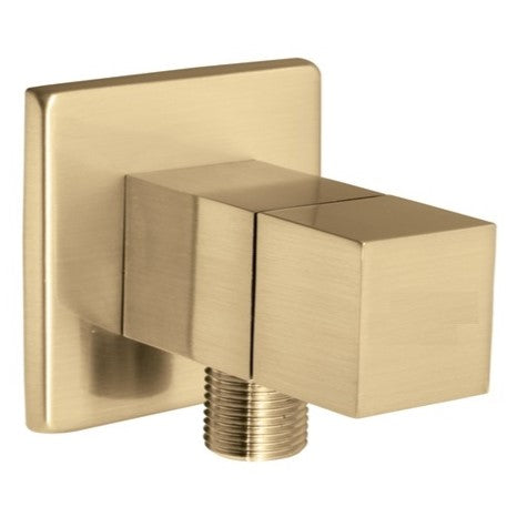 Square Angle Cock with Wall Flange in Brushed Gold Finish | Heavy-Duty Brass Made | Elegant Water Control