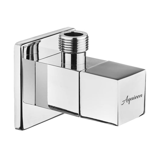 Square Angle Cock with Wall Flange in Chrome Finish | Heavy-Duty Brass Made | Sleek Wall-Mounted Design