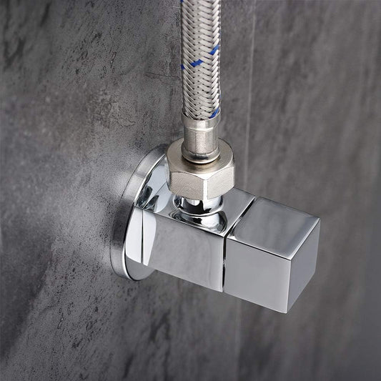 Square Angle Cock with Wall Flange in Chrome Finish | Heavy-Duty Brass Made | Sleek Wall-Mounted Design
