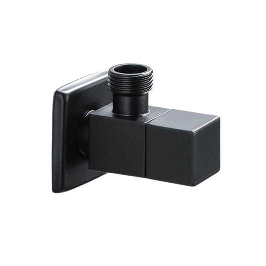 Square Angle Cock with Wall Flange in Matte Black Finish | Heavy-Duty Brass Made | Sleek Water Flow Valve