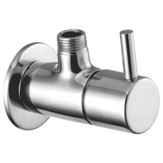 Round Angle Cock with Wall Flange in Chrome Finish | Heavy-Duty Brass Made | Fluid Series | Water Flow Valve
