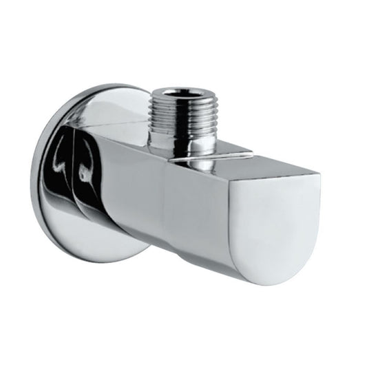 Angle Cock with Wall Flange in Chrome Finish | Heavy-Duty Brass Made | Arc Series | Durable Valve Fixture
