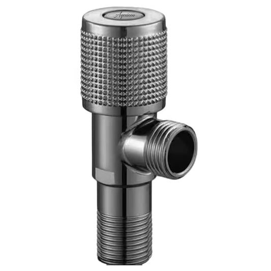 Gun Grey Round Angle Cock with Wall Flange | Heavy-Duty Brass Made | Quarter Turn Valve | Geyser & Flush Tank