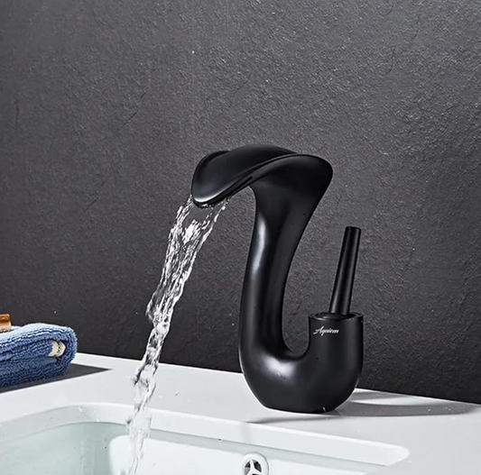 Deck Mounted Basin Mixer Tap in Matte Black Finish | Heavy-Duty Brass Made | Hot & Cold Water Tap | Venom Series