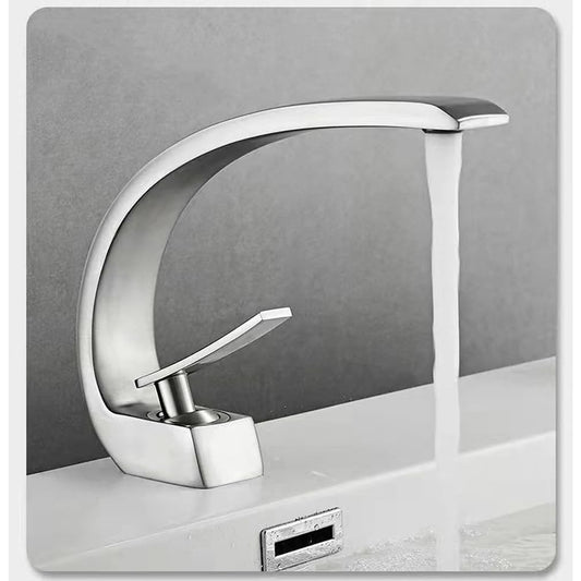 Deck Mounted Basin Mixer Tap in Chrome Finish | Heavy-Duty Brass Made | Hot & Cold Water Tap | Arc Series