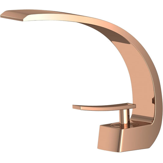 Deck Mounted Basin Mixer Tap in Rose Gold Finish | Heavy-Duty Brass Made | Hot & Cold Water Tap | Arc Series