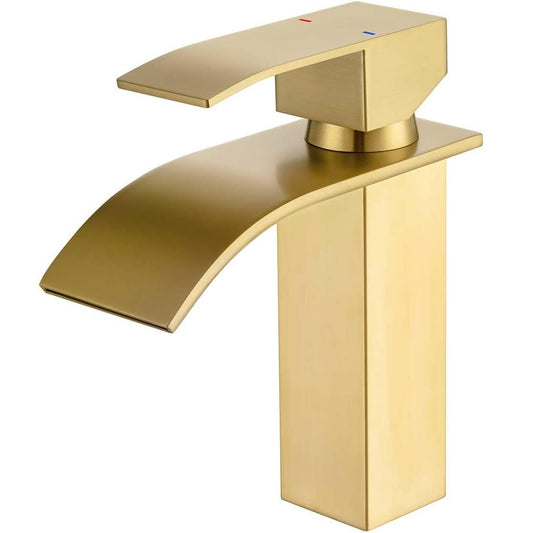 Deck Mounted Basin Mixer Tap in Gold Finish | Heavy-Duty Brass Made | Hot & Cold Water Tap | Cascada Series