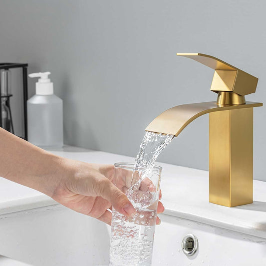 Deck Mounted Basin Mixer Tap in Gold Finish | Heavy-Duty Brass Made | Hot & Cold Water Tap | Cascada Series