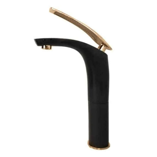Deck Mounted Basin Mixer Tap in Black & Rose Gold Finish | Heavy-Duty Brass Made | Hot & Cold Water Tap | Premium Series