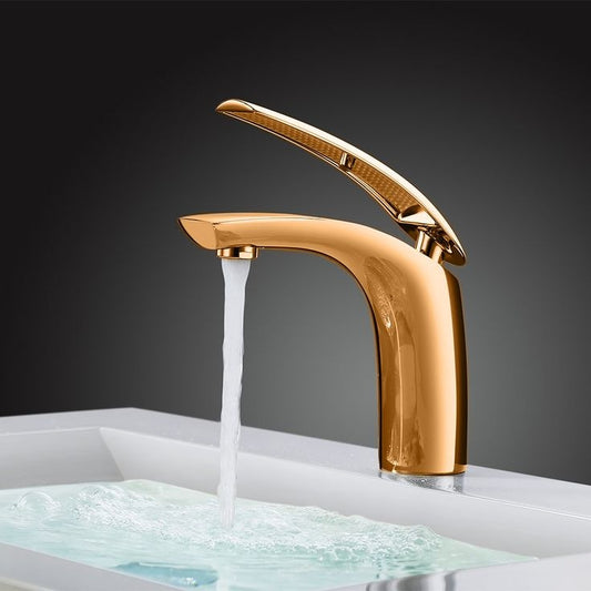 Deck Mounted Basin Mixer Tap in Rose Gold Finish | Heavy-Duty Brass Made | Hot & Cold Water Tap | Premium Series