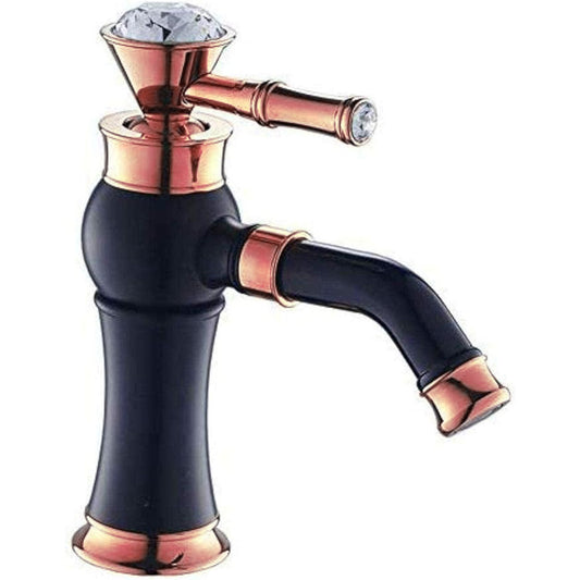 Deck Mounted Basin Mixer Tap in Black & Rose Gold Finish | Heavy-Duty Brass Made | Hot & Cold Water Tap | Amaze Series