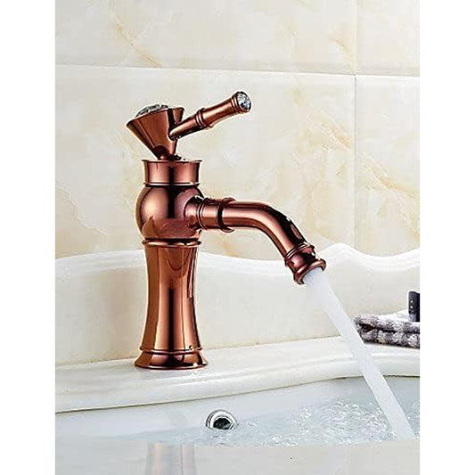 Deck Mounted Basin Mixer Tap in Rose Gold Finish | Heavy-Duty Brass Made | Hot & Cold Water Tap | Amaze Series