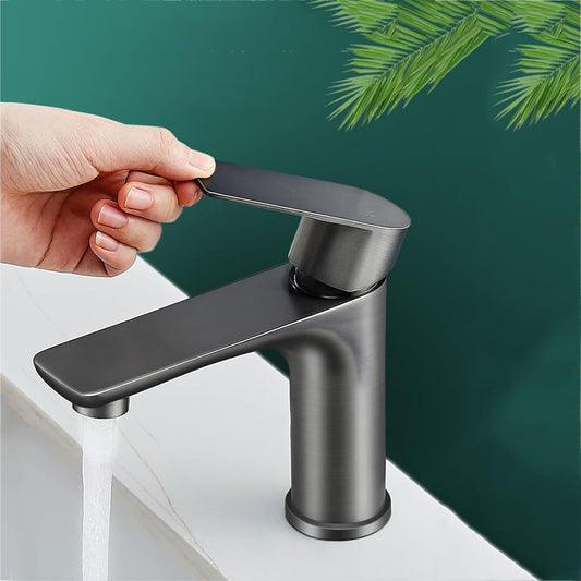 Deck Mounted Basin Mixer Tap in Gold & Marble Finish | Heavy-Duty Brass Made | Hot & Cold Water Tap | Jade Series