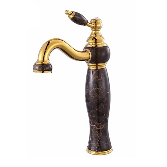 Deck Mounted Basin Mixer Tap in Gold Finish | Heavy-Duty Brass Made | Hot & Cold Water Tap | Bird Series