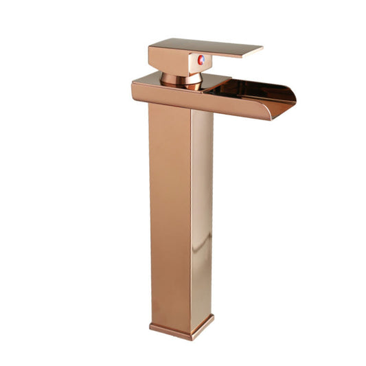 Extended Body Basin Mixer Tap in Rose Gold Finish | Deck Mounted | Heavy-Duty Brass Made | Hot & Cold Water Tap | Qua Series