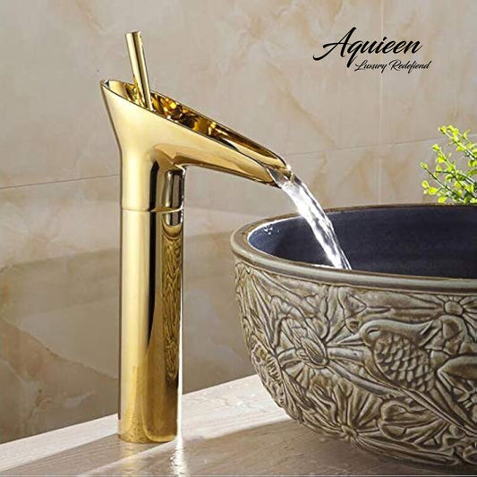Extended Body Basin Mixer Tap in Gold Finish | Deck Mounted | Heavy-Duty Brass Made | Hot & Cold Water Tap | Royal Series