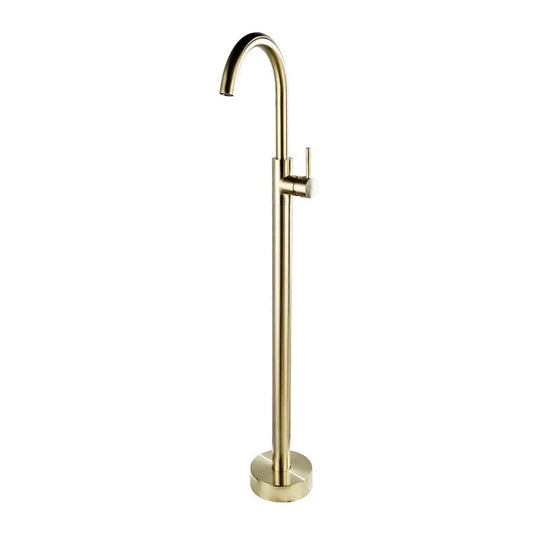 Floor Mounted Extended Body Basin Mixer Tap in Brushed Gold Finish | Heavy-Duty Brass Made | Hot & Cold Water Tap | Fluid Series