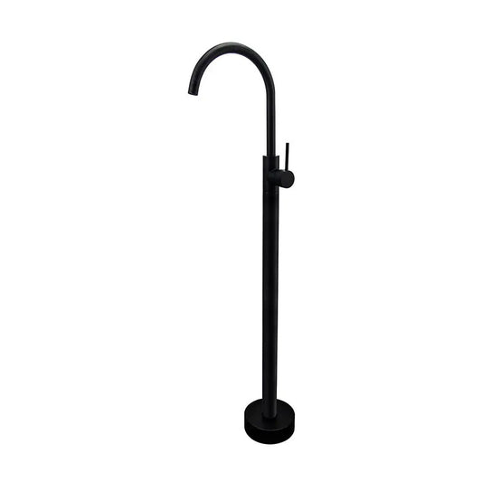 Floor Mounted Extended Body Basin Mixer Tap in Matte Black Finish | Heavy-Duty Brass Made | Hot & Cold Water Tap | Fluid Series