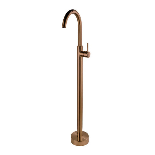 Floor Mounted Extended Body Basin Mixer Tap in Rose Gold Finish | Heavy-Duty Brass Made | Hot & Cold Water Tap | Fluid Series