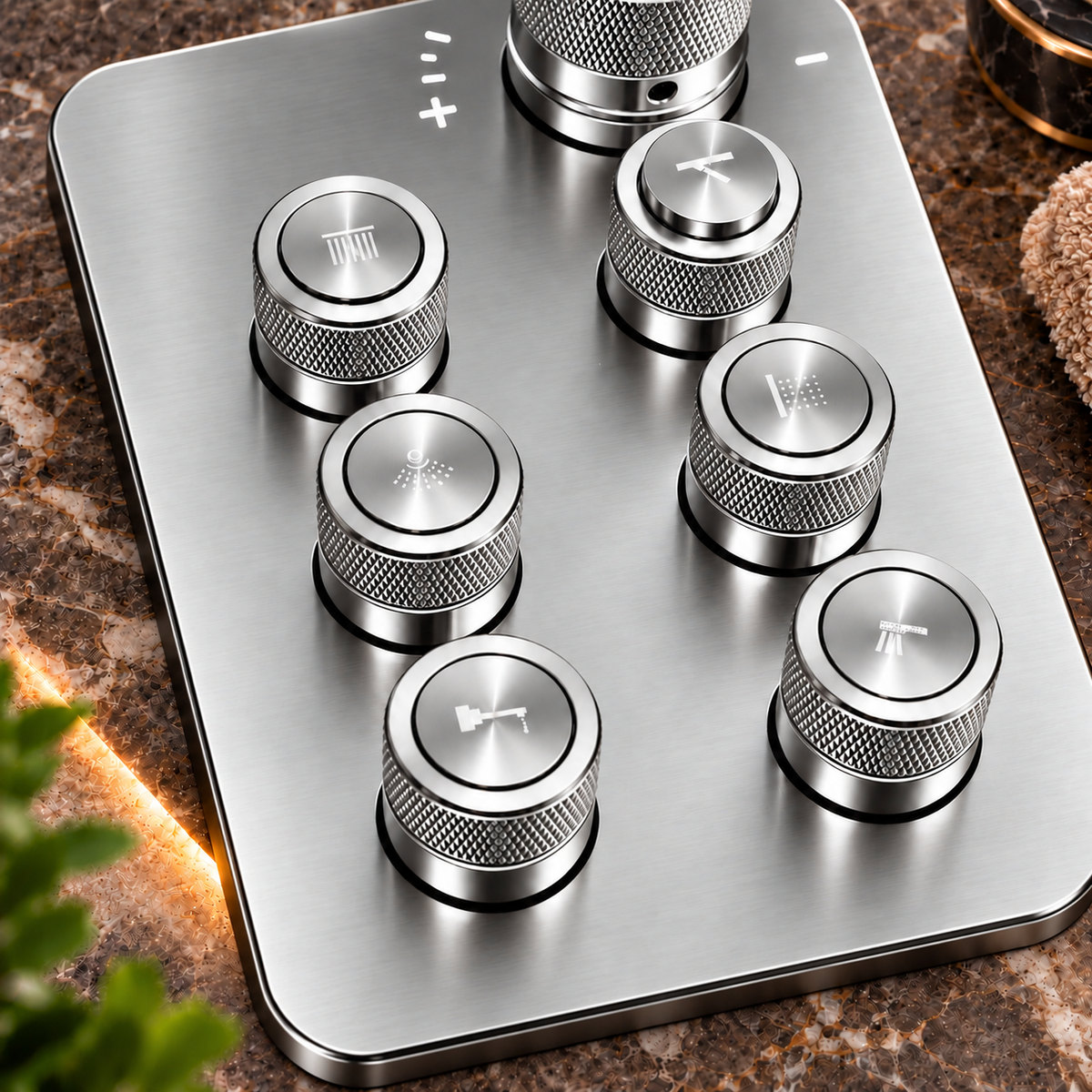 6-Way Thermostatic Diverter Chrome Finish, Brass Made, Wall-Mounted - For Bathroom & Spa Water Flow & Temperature Control