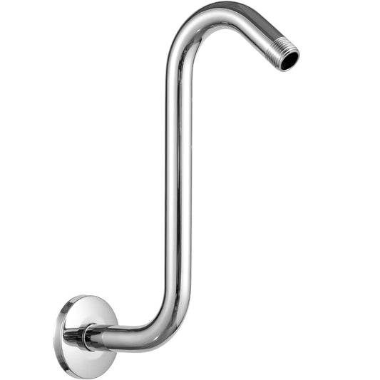 12 Inch Wall-Mounted S-Shape Shower Arm | Stainless Steel in Silver Finish | Overhead Shower Extension