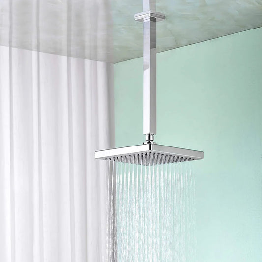 9-Inch Ceiling-Mounted Square Shower Arm | Heavy Duty Brass in Silver Finish | Overhead Shower Extension