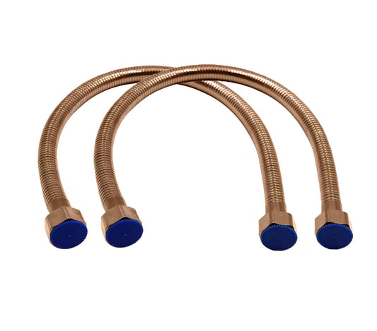 18" Connection Pipe | Heavy Duty SS304 Braiding with Rose Gold Finish & Electro Coated | Flexible & Rust-Proof Plumbing Hose for Geysers, Basins, Dishwashers, Faucets & Toilets