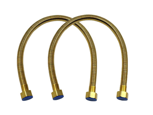 24" Connection Pipe | Heavy Duty SS304 Braiding with Gold Finish & Electro Coated | Flexible, Leak-Proof, & Rust-Proof Plumbing Hose for Geysers, Basins, Dishwashers, Faucets & Toilets