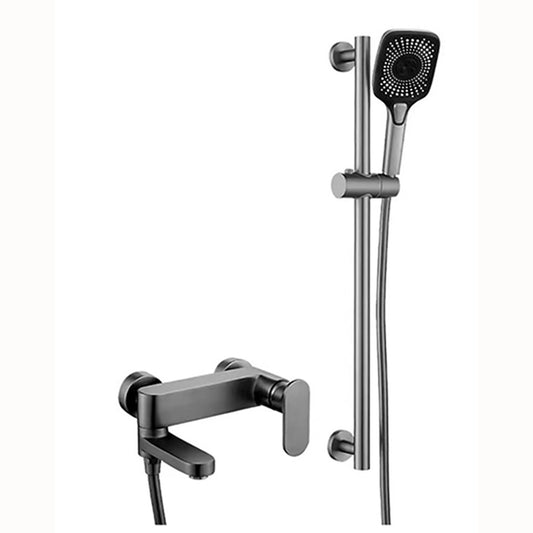 Single Lever Wall Mixer with Hand Shower - Gun Grey Electro Coated Solid Brass Faucet - Cuff Series