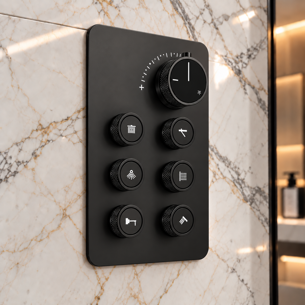 Slim_Matte_Black_Shower_Control_on_Marble