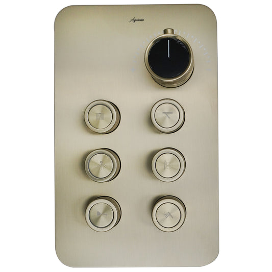 6-Way Thermostatic Diverter Brushed Gold Finish, Brass Made, Wall-Mounted - For Bathroom & Spa Water Flow & Temperature Control