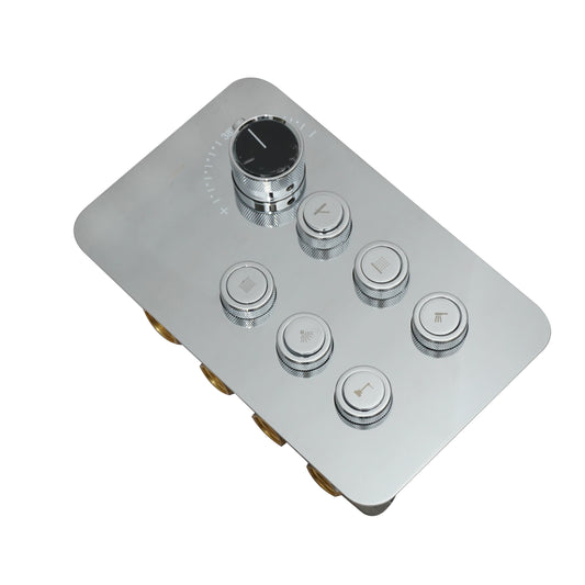 6-Way Thermostatic Diverter Chrome Finish, Brass Made, Wall-Mounted - For Bathroom & Spa Water Flow & Temperature Control